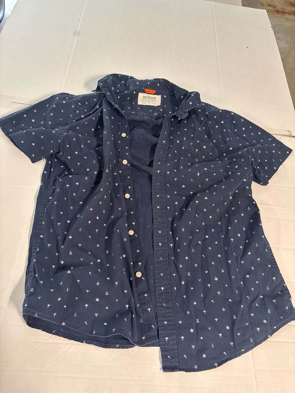Men's Urban Pipeline Navy Blue Short Sleeve Button-Up Shirt Men’s Large